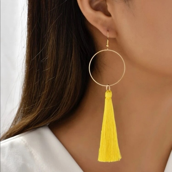 Jewelry - Boho Round Hanging Tassel Gold Earrings
